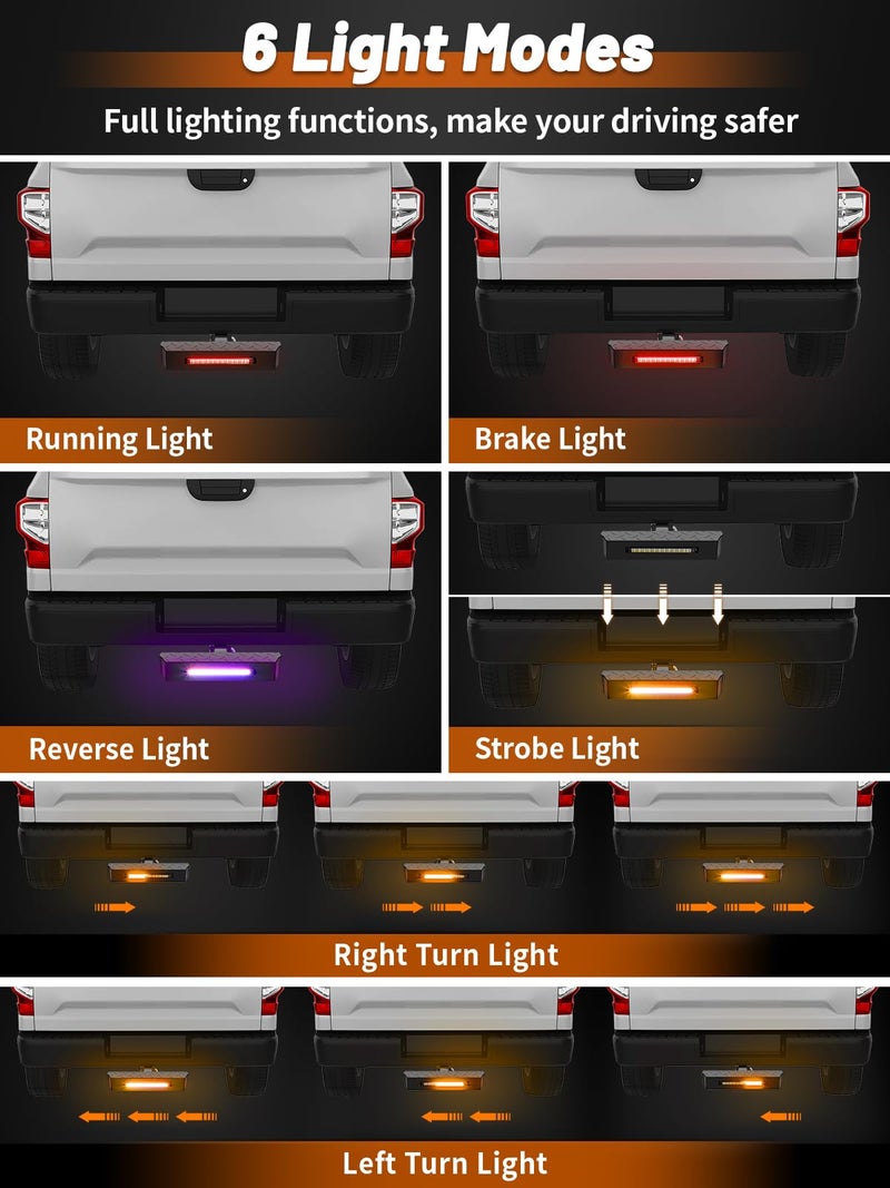 VKU Hitch Step with Light 108 LED Lighting(6 Mode) Series Steel Hitch Bar 700lbs Max Load Universal Fit 2" Receiver for Trucks Chevy (Chevrolet), Ford, Toyota, GMC, Dodge RAM, Jeep, ATV SUV Van - Image 4