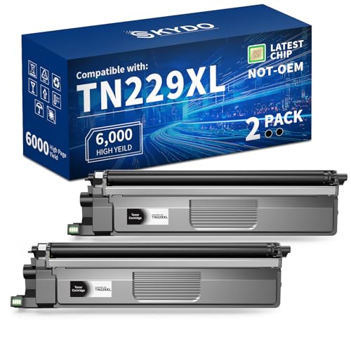 Skydo TN229XL Black Compatible Toner Cartridges Replacement for TN229 TN-229 TN 229 XL Toner Cartridges to Use with MFC-L3780CDW MFC-L3720CDW HL-L3280CDW HL-L3220CDW Printer(2 Blacks) - Image 1