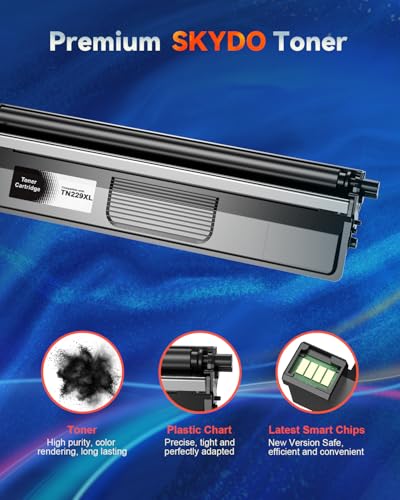 Skydo TN229XL Black Compatible Toner Cartridges Replacement for TN229 TN-229 TN 229 XL Toner Cartridges to Use with MFC-L3780CDW MFC-L3720CDW HL-L3280CDW HL-L3220CDW Printer(2 Blacks) - Image 4