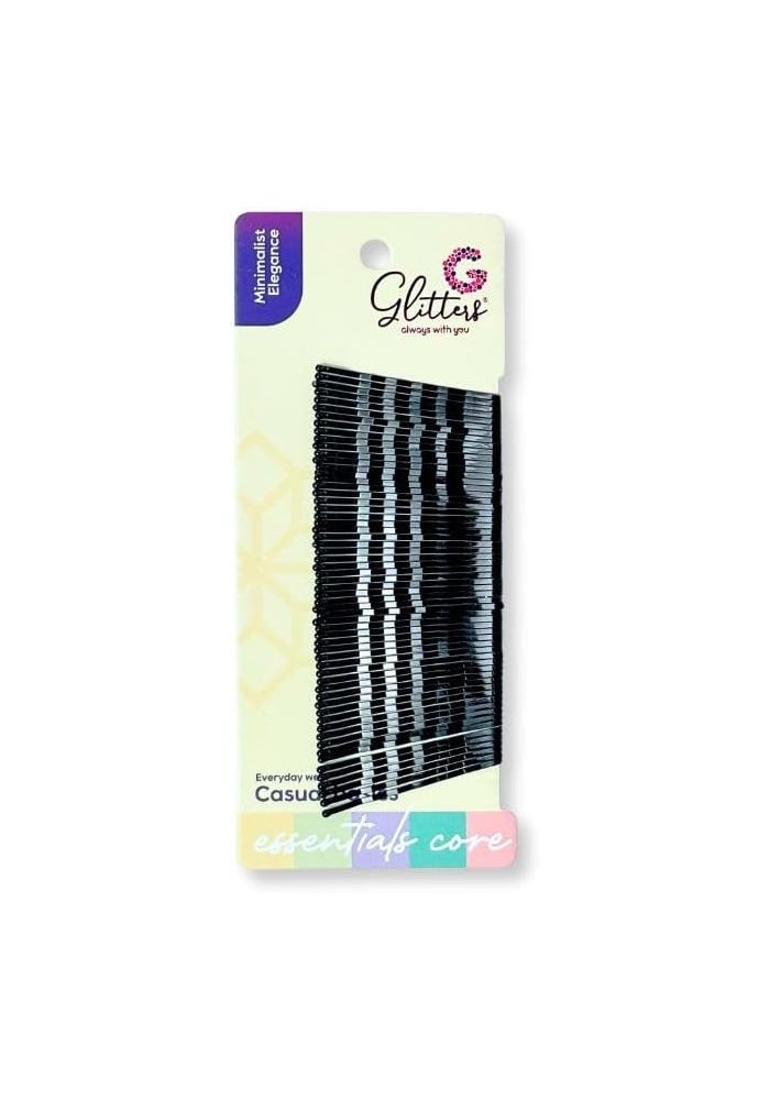 Glitters Hair Pins Set, 60 Pieces, Casual Basics Collection (Black) - Image 1