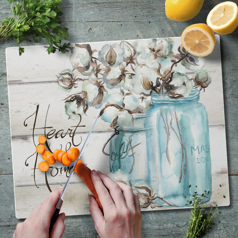 Counterart Cotton Boll Heart & Home 3Mm Heat Tolerant Tempered Glass Cutting Board 15"" X 12"" Made In The Usa Dishwasher Safe - Image 4