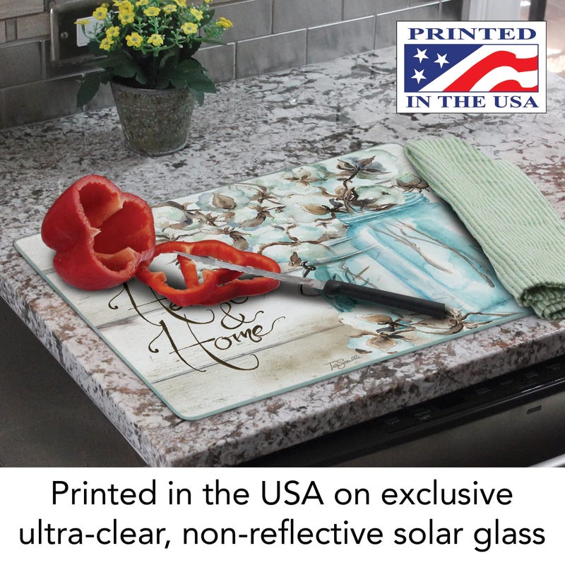 Counterart Cotton Boll Heart & Home 3Mm Heat Tolerant Tempered Glass Cutting Board 15"" X 12"" Made In The Usa Dishwasher Safe - Image 2