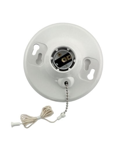 Leviton One-Piece Urea Outlet Box Mount, Incandescent Lampholder, Pull Chain, 8827-CW1, White - Image 2