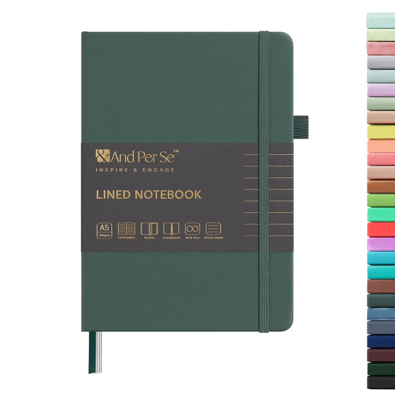 &And Per Se ⩓ Per Se Lined Journal Notebook, 160 Pages, A5 5.7 x 8 inches College Ruled Thick Paper Notebook Journals for Writing, Hardcover Notebooks for Women Men Office School (1 Pack, Green) - Image 1
