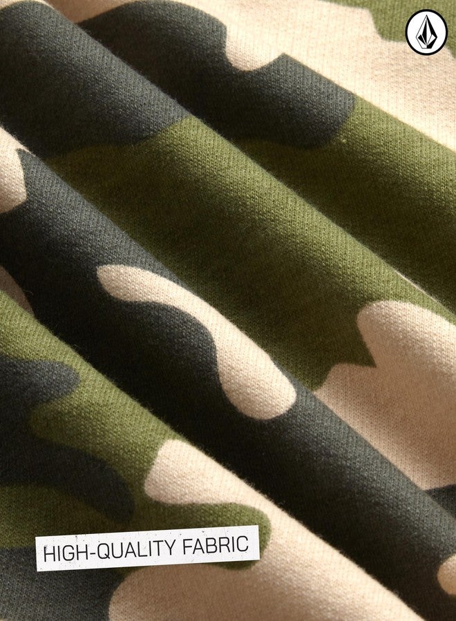 Volcom Boys Sweatsuit Set - 2 Piece Soft Fleece Crewneck Pullover Sweatshirt and Jogger Pants - Cozy Outfits for Boys 12M-7, Size 5, Camo Smiley - Image 4