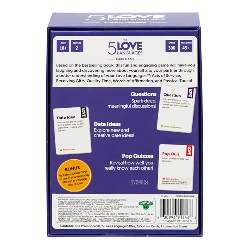 MOOSE The 5 Love Languages® Card Game, Discover More About Yourself & Your Partner, 300 Prompt Cards to Spark Deep, Meaningful Conversations, Create New Date Ideas and Fun Quiz Questions for 2 Players, 16+ - Image 2