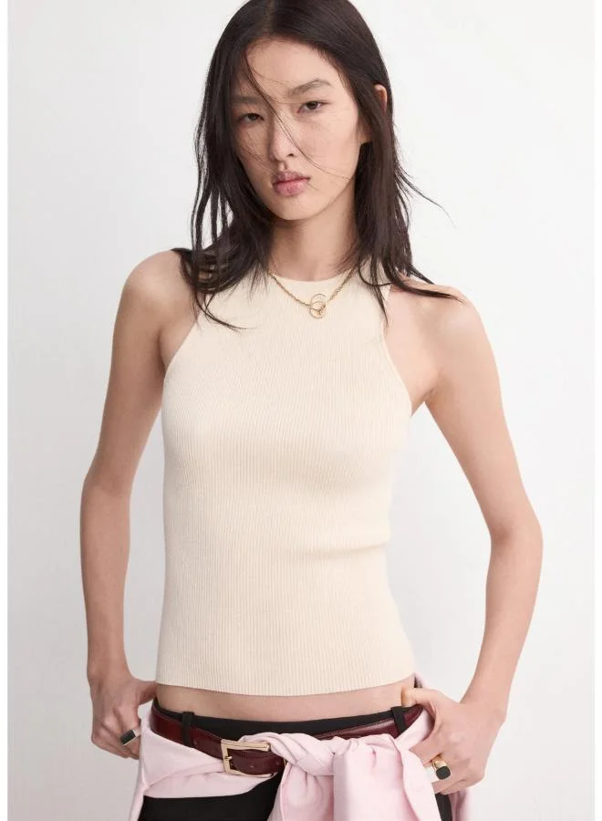 MANGO Fitted fine-knit top
