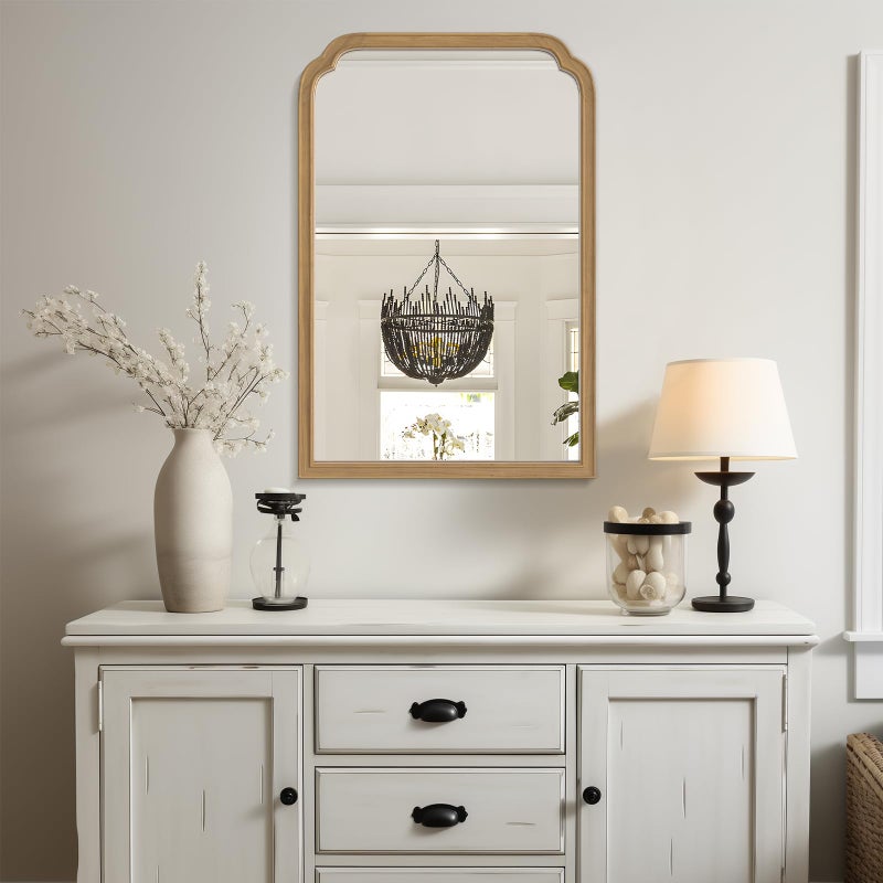 WallBeyond 24" x 36" Natural Wood Mirror for Wall Mounted, Rustic Wood Frame Wall Mirrors Decorative for Living Room or Bathroom Mirror (Natural Color) - Image 3