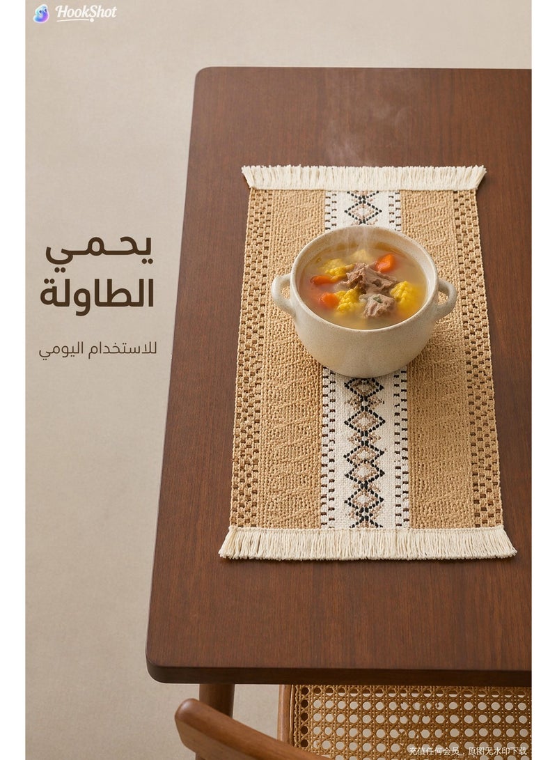 TAYRAN Placemats, washable coffee mats, heat-resistant, bohemian-style patchwork cotton placemats, suitable for kitchen and dining table decoration. - Image 4