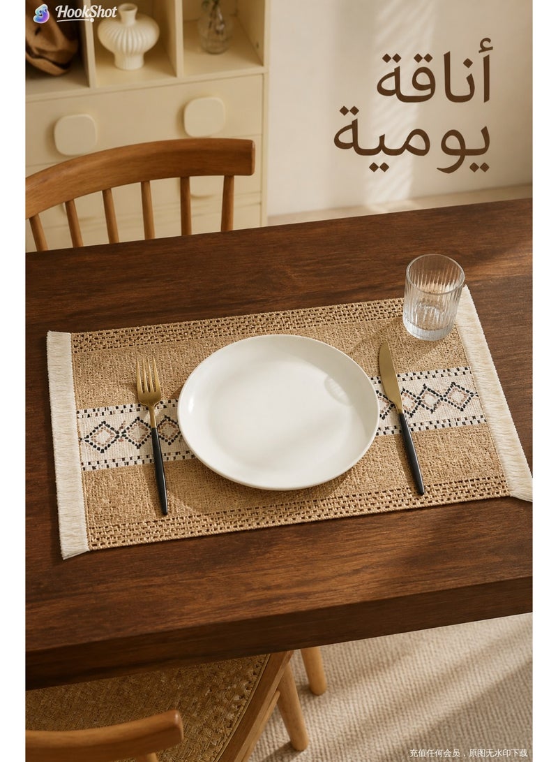 TAYRAN Placemats, washable coffee mats, heat-resistant, bohemian-style patchwork cotton placemats, suitable for kitchen and dining table decoration. - Image 2