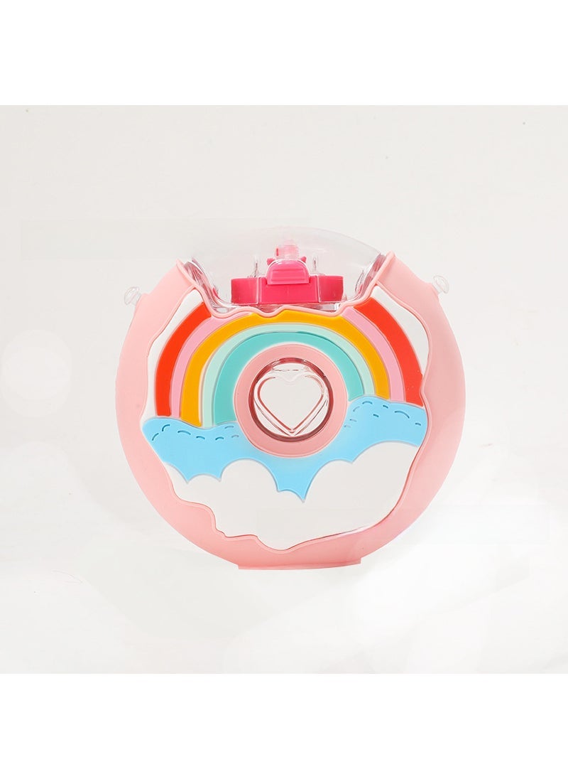 1 x 5 pcs Kids Cartoon Donut Straw Cup Colorful Rainbow Bottle Rainbow Pink