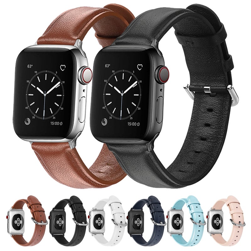 For Apple Watch Series 5 & 4 44mm 3 & 2 & 1 42mm Round Hole Leather Strap(White)