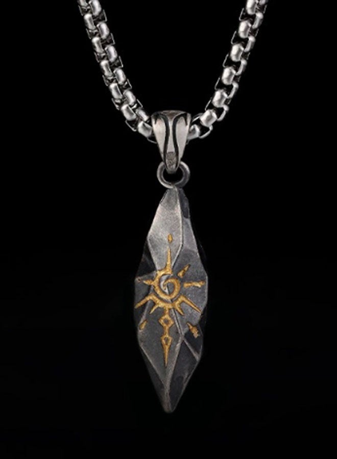 نيوترل حجر الأمنيات - عسى أن تتحقق كل أمنياتك. قلادة رجالية شخصية مائة موديلات المد والجزر للرجال موديلات المد والجزر للرجال والنساء قلادة سلسلة مفاتيح السيارة للرجال والنساء قلادة عتيقة (رمادي فضي عتيق) - Image 1