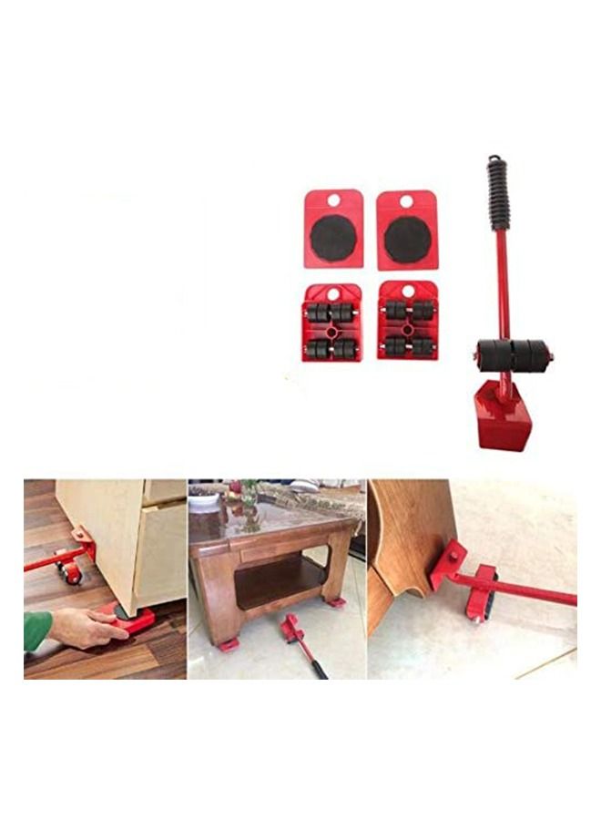 Heavy Furniture Moving Tool 1pc Crowbar with 4pcs Panel Furniture Mover Lifter Wheels System Home Trolley Lift Transport Set - Image 1