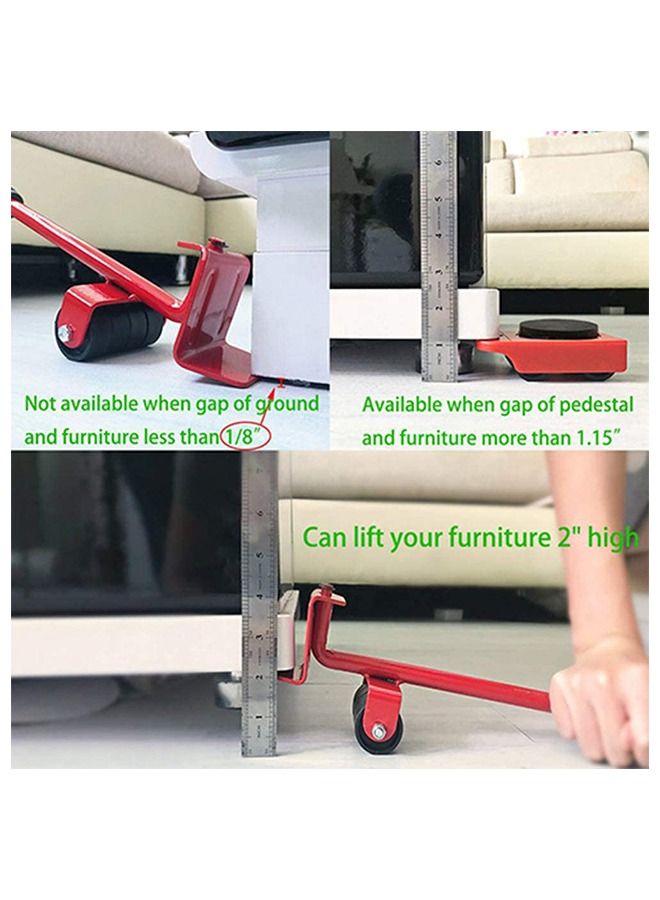 Heavy Furniture Moving Tool 1pc Crowbar with 4pcs Panel Furniture Mover Lifter Wheels System Home Trolley Lift Transport Set - Image 4