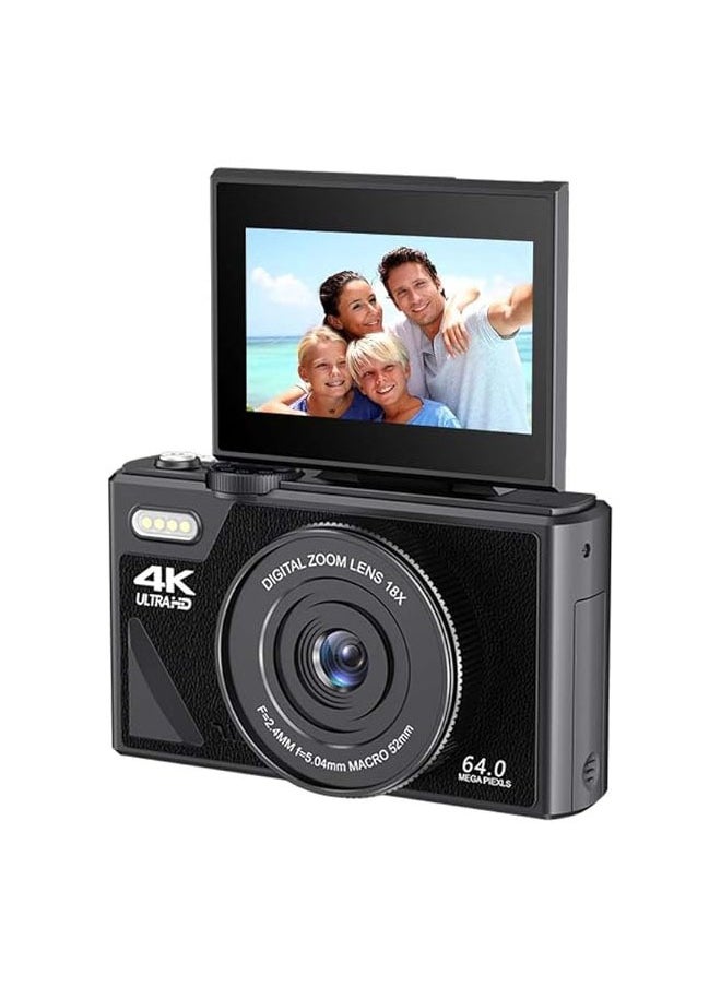 General 64MP Digital Camera for Photography & Video: 4K vlog camera for YouTube with 3-inch flip screen, 16x digital zoom digital camera as a giftc  - Image 1