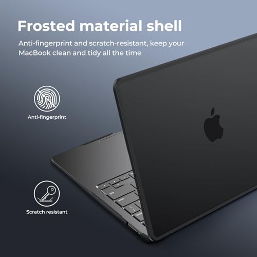 BlueSwan Case Compatible for New MacBook Air 13/13.3 inch 2018 2020 2021 Released,M1 A2337 A2179 A1932, Anti-Rupture TPU Frame + Ultra-Thin PC Matte Anti-Fingerprint Protective Cover - Frosted Black - Image 5