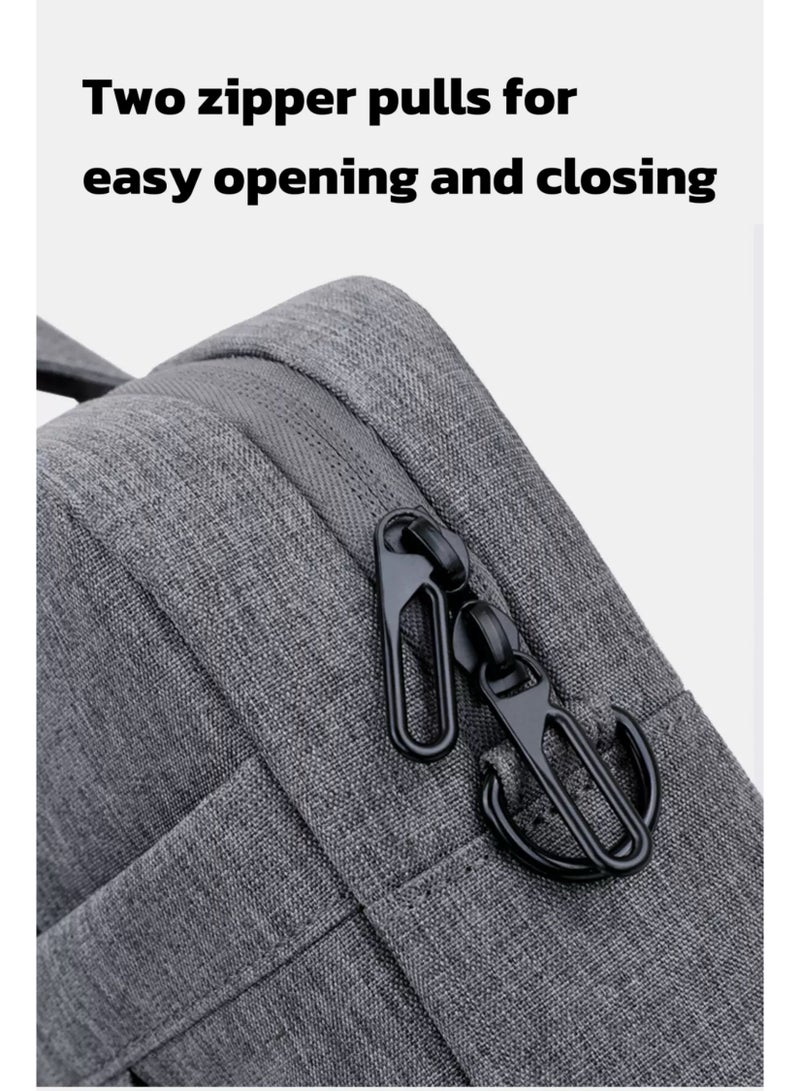 Grey 16" Waterproof Laptop Backpack |Shockproof Business Bag |Tote & Crossbody Bag |Luggage Straps |Multi-compartment Tech Organizer - Image 3