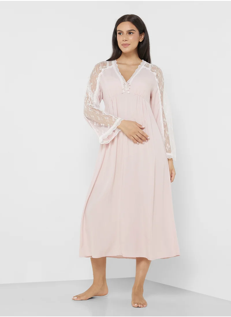 ELLA Nightdress With Lace Trims