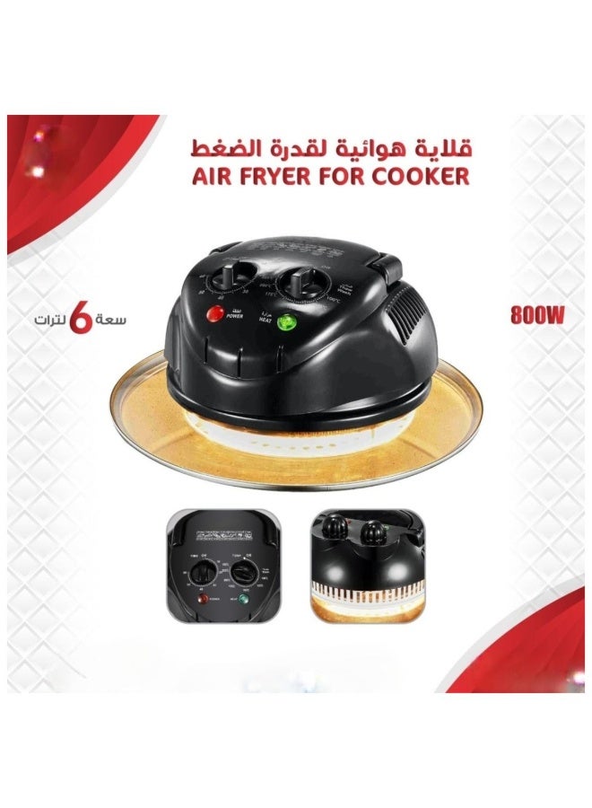 Tradeo 800W Air Fryer Lid for 6L Pressure Cooker, Adjustable Timer & Temperature Control, Black Finish - Image 3