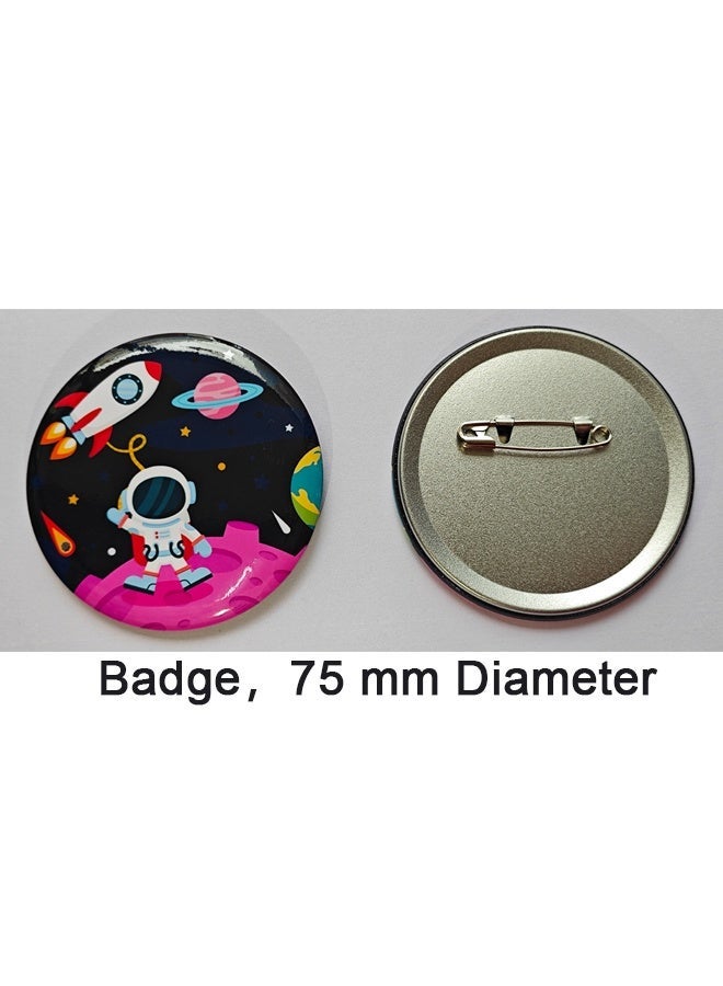 3 Pcs Kids Astronaut Space Suit Costume Cosplay Jumpsuit Hat Badge 4-10 Years - Image 4