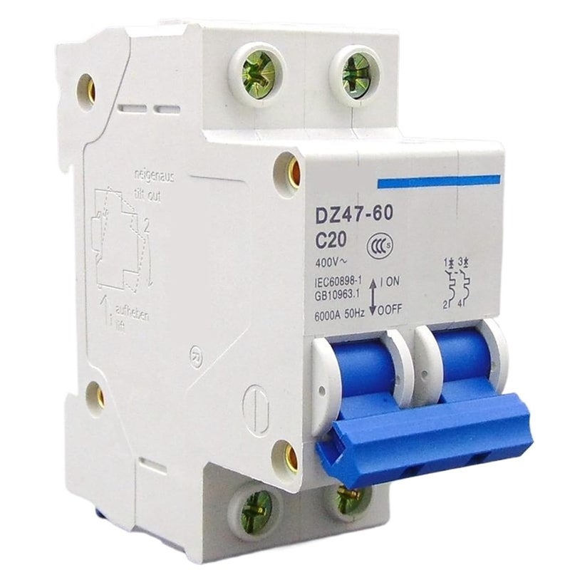 Circuit Breaker, Circuit Breaker Air Switch MCB DZ47 2P 1A 2A 3A 4A 6A 10A 16A 20A 25A 32A 40A 50A 60A(3A) - Image 1