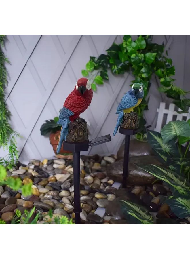 Solar Red Bodied Blue Tailed Parakeet Statue Lamp Outdoor Garden Decor - Image 3