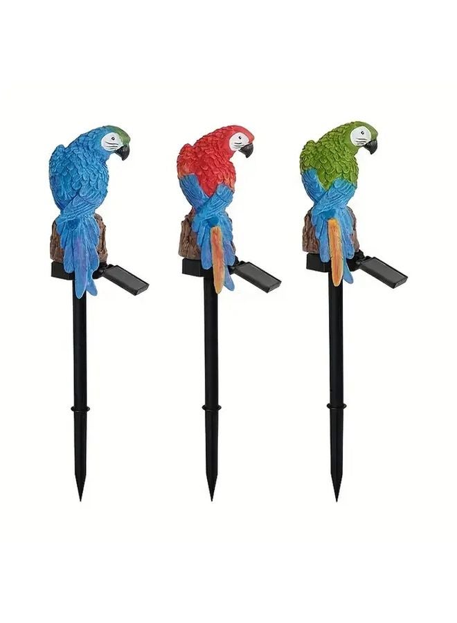 Solar Red Bodied Blue Tailed Parakeet Statue Lamp Outdoor Garden Decor - Image 2