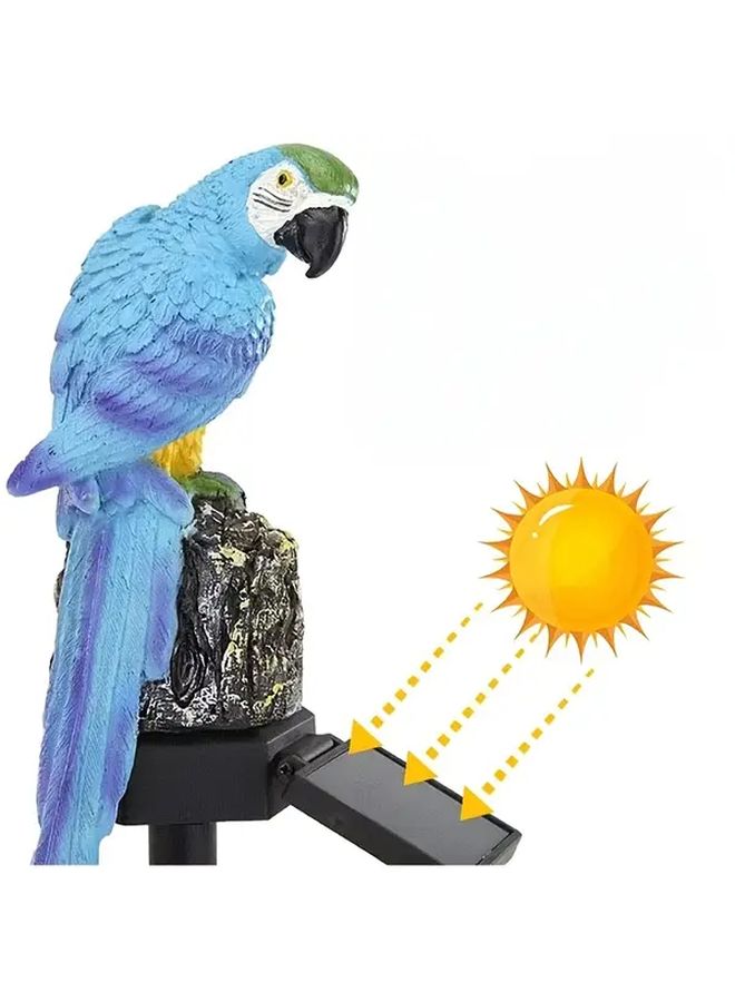 Solar Red Bodied Blue Tailed Parakeet Statue Lamp Outdoor Garden Decor - Image 5