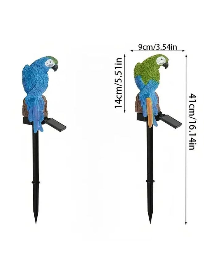 Solar Red Bodied Blue Tailed Parakeet Statue Lamp Outdoor Garden Decor - Image 4