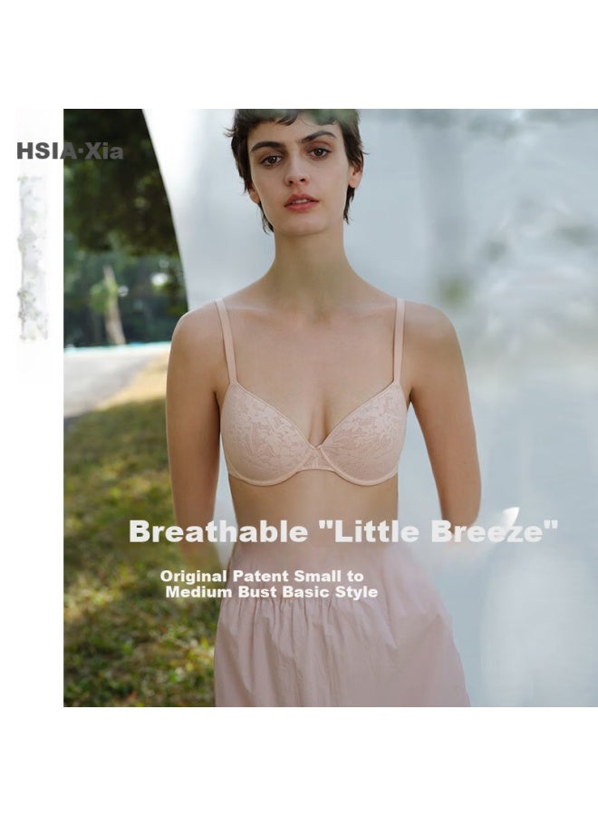 Hsia Xiaoqingfeng Thin Full Coverage Seamless Lace Lightweight Bra Shell Pink 75b - Image 1