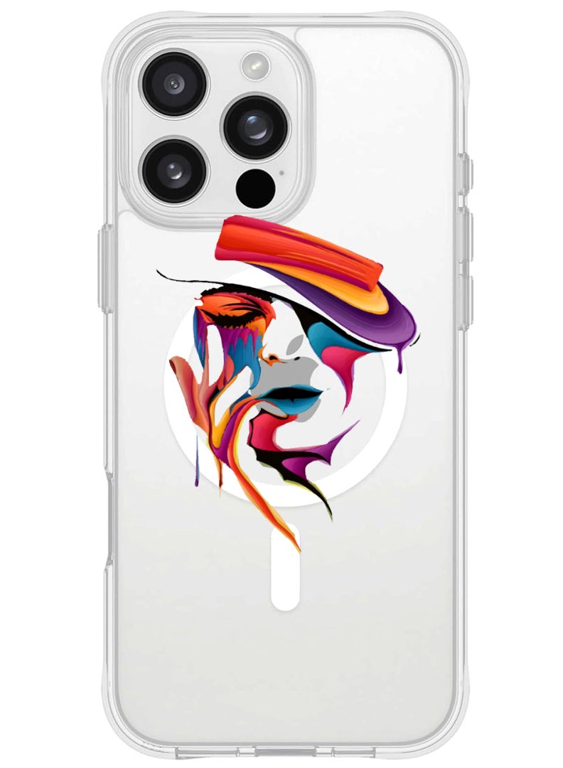 Theodor iPhone 16 Pro Magsafe Magnetic Case for iPhone Compatible with Wireless Charging, Shockproof Phone Bumper Cover - Face Paint - Image 1