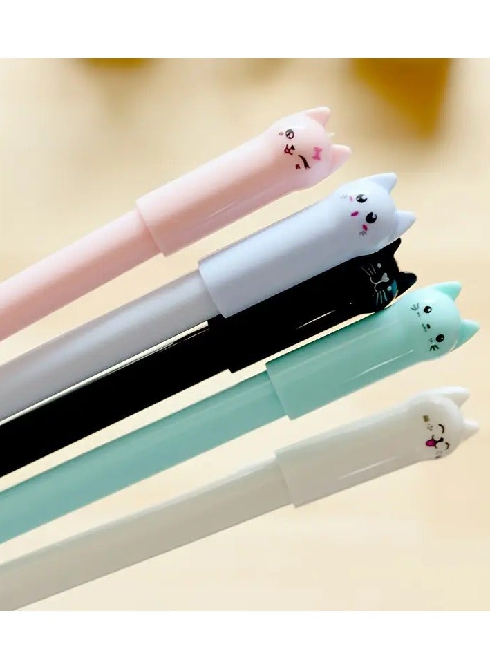Goolsky 6pcs Whimsical Cartoon Meow Cat Gel Ink Rollerball Pens - Vibrant Black Water-Based Signature Pens for Students And Stationery Enthusiasts - Cute Wagging Tail Design And Smooth Writing Experience - Image 1