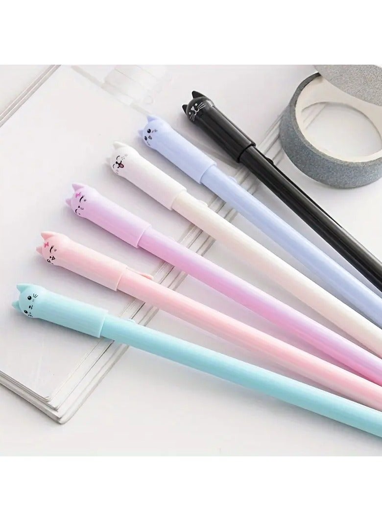 Goolsky 6pcs Whimsical Cartoon Meow Cat Gel Ink Rollerball Pens - Vibrant Black Water-Based Signature Pens for Students And Stationery Enthusiasts - Cute Wagging Tail Design And Smooth Writing Experience - Image 3