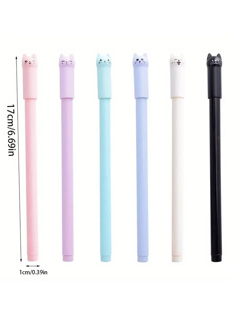 Goolsky 6pcs Whimsical Cartoon Meow Cat Gel Ink Rollerball Pens - Vibrant Black Water-Based Signature Pens for Students And Stationery Enthusiasts - Cute Wagging Tail Design And Smooth Writing Experience - Image 4