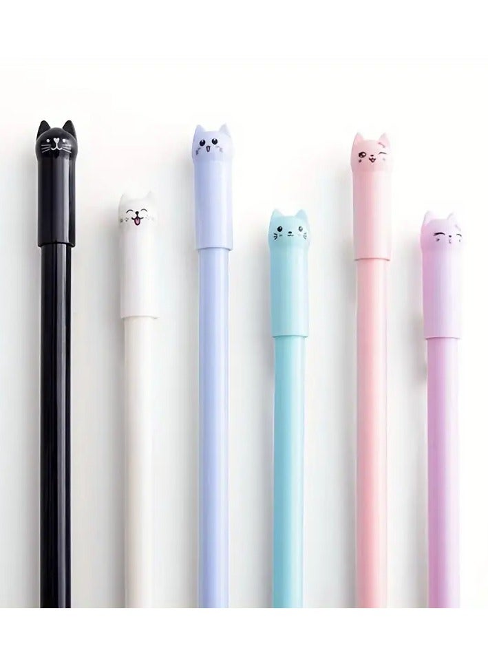 Goolsky 6pcs Whimsical Cartoon Meow Cat Gel Ink Rollerball Pens - Vibrant Black Water-Based Signature Pens for Students And Stationery Enthusiasts - Cute Wagging Tail Design And Smooth Writing Experience - Image 5