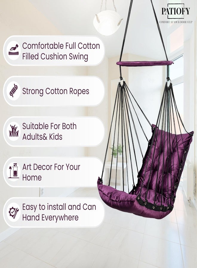 Patiofy Hammock Swing | Hanging Swing for Kids | Jhula | Suitable for Indoor and Outdoor | Weight Capacity 10-15 Kg | Portable | Age Group 8-15 Years (Purple) - Image 5