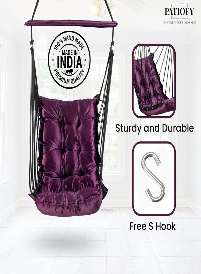 Patiofy Hammock Swing | Hanging Swing for Kids | Jhula | Suitable for Indoor and Outdoor | Weight Capacity 10-15 Kg | Portable | Age Group 8-15 Years (Purple) - Image 2