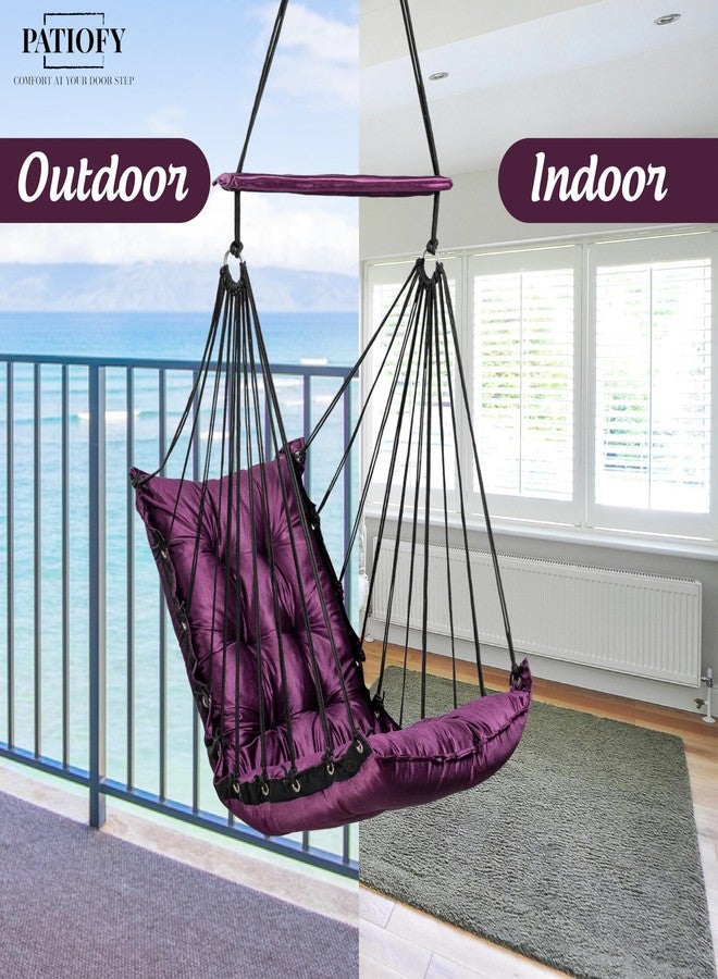 Patiofy Hammock Swing | Hanging Swing for Kids | Jhula | Suitable for Indoor and Outdoor | Weight Capacity 10-15 Kg | Portable | Age Group 8-15 Years (Purple) - Image 3