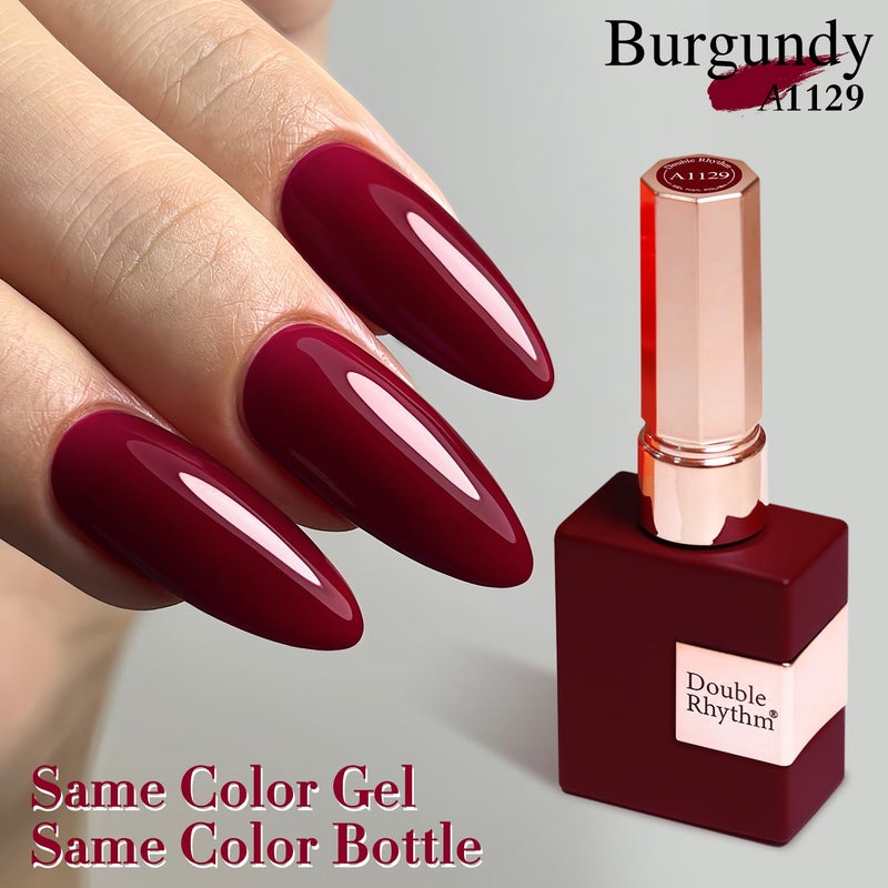 Double Rhythm 15ML Gel Nail Polish Pure Sheer Same Color Same Bottle Soak Off Gel Polish Art Manicure Salon DIY at Home for Women (Burgundy-A1129) - Image 3