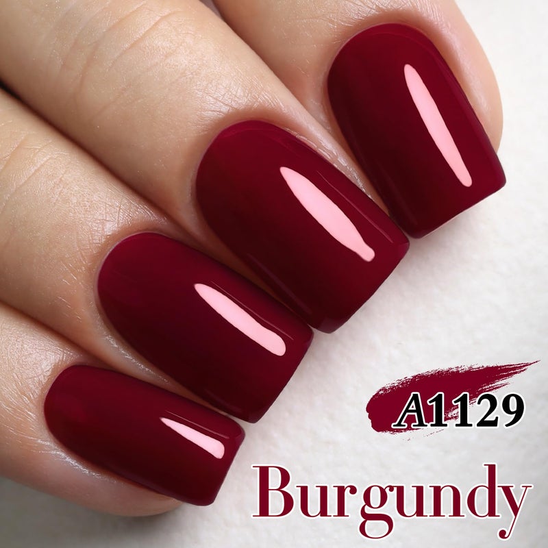 Double Rhythm 15ML Gel Nail Polish Pure Sheer Same Color Same Bottle Soak Off Gel Polish Art Manicure Salon DIY at Home for Women (Burgundy-A1129) - Image 5