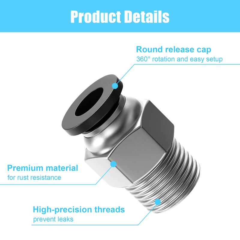 StLiSuYmx 10PCS Premium PC4-M10 Pneumatic Quick Connector Fittings, Bowden Tube Coupler Male Straight PTFE Tube Push for E3D-V6, Bowden Extruder Parts Compatible with Ender-3 and Ender-3 V2 3D Printer - Image 4