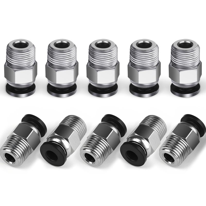 StLiSuYmx 10PCS Premium PC4-M10 Pneumatic Quick Connector Fittings, Bowden Tube Coupler Male Straight PTFE Tube Push for E3D-V6, Bowden Extruder Parts Compatible with Ender-3 and Ender-3 V2 3D Printer - Image 1