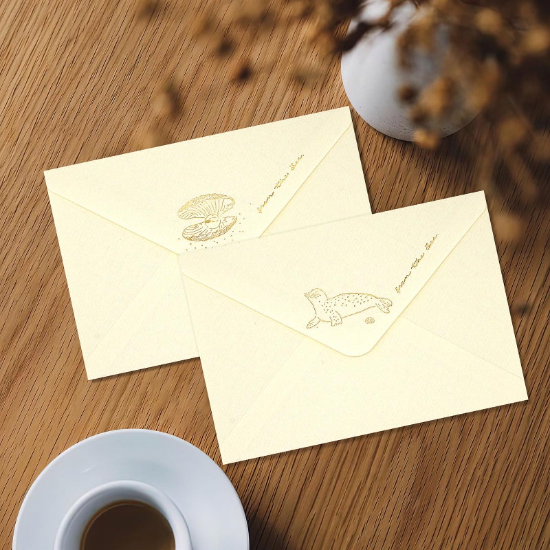 KSIWRE 36PCS Stationery Paper and Envelopes Set,24 Lined Paper and 12 Envelopes Inlaid Shell Sea Star Flower Theme Pattern, White Minimalist Stationary Set for Invitations Love Letter Holiday Wishes - Image 3