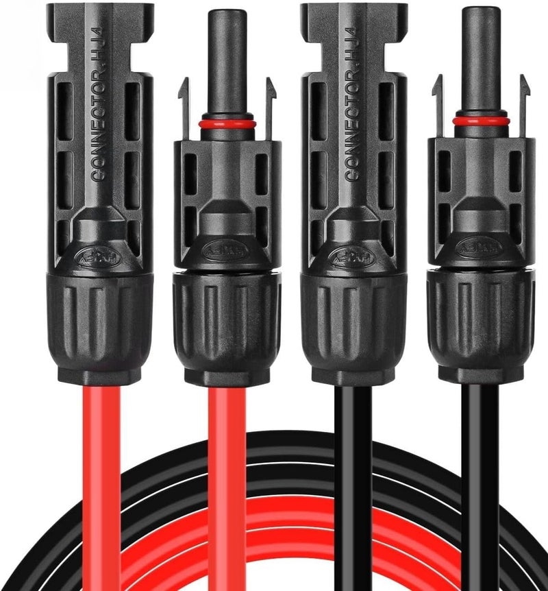 BeideLt 6 Feet 12AWG Solar Extension Cable with Female and Male Connector, Twin Wire Solar Panel Wire Adapter for Home, Shop and RV Solar Panels (6FT Red + 6FT Black) - Image 1