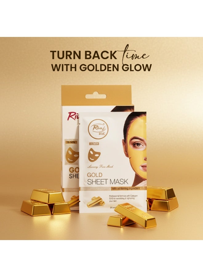 Rivaj UK Rivajuk Facial Sheet Mask 3-in-1 Gold – Brightening & Anti-Aging Mask with Gold Extract | Hydrating & Firming Skincare Sheet for Glowing Skin | Single Use Sheet Mask | UAE Edition - Image 5