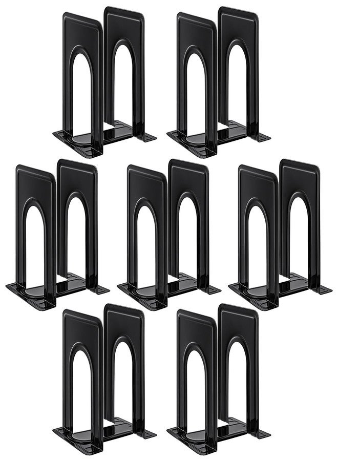 HappyHapi Book Ends, Non-Skid Metal Bookend Supports for Shelves, Heavy Duty Book End, Office Book Stopper, 6 x 5 x 6 Inches, 14 Pieces / 7 Pairs (Black) - Image 1
