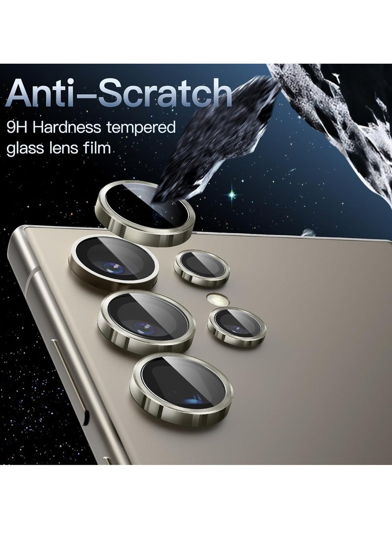 ميجوفاست واقي عدسة الكاميرا لهاتف سامسونج جالاكسي S24 الترا 9H من الزجاج المقسى وغطاء معدني فردي بحلقة سهلة التركيب، صينية عالية الدقة شفافة، مجموعة واحدة من التيتانيوم الرمادي - Image 4