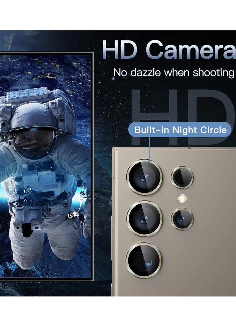 ميجوفاست واقي عدسة الكاميرا لهاتف سامسونج جالاكسي S24 الترا 9H من الزجاج المقسى وغطاء معدني فردي بحلقة سهلة التركيب، صينية عالية الدقة شفافة، مجموعة واحدة من التيتانيوم الرمادي - Image 5