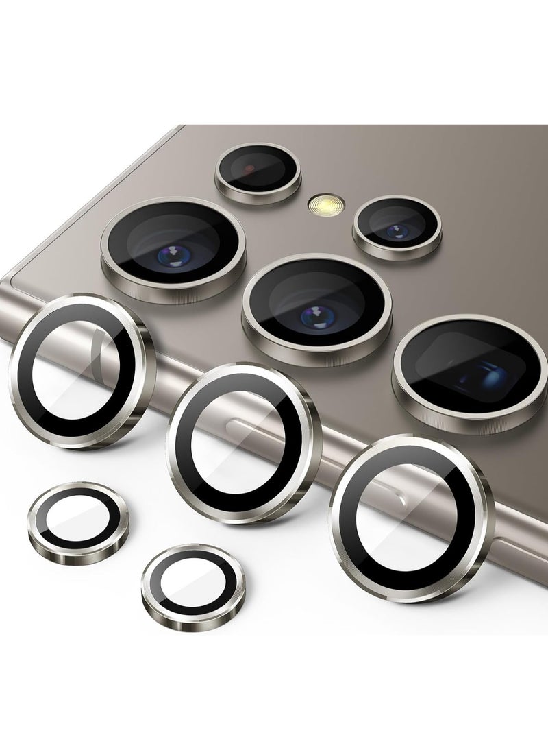ميجوفاست واقي عدسة الكاميرا لهاتف سامسونج جالاكسي S24 الترا 9H من الزجاج المقسى وغطاء معدني فردي بحلقة سهلة التركيب، صينية عالية الدقة شفافة، مجموعة واحدة من التيتانيوم الرمادي - Image 1